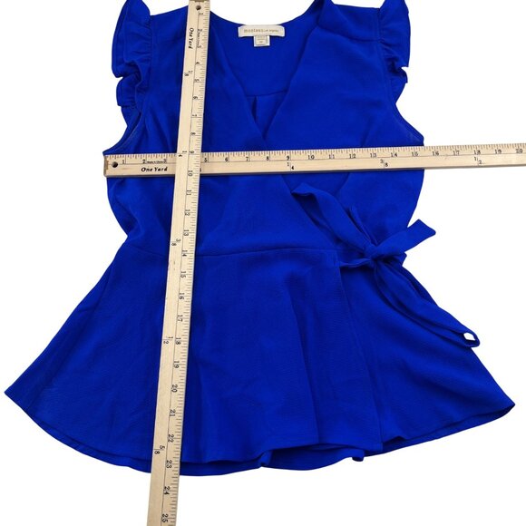 Monteau Los Angeles Womens Blue Sleeveless Wrap Top Medium tie front - Picture 2 of 5